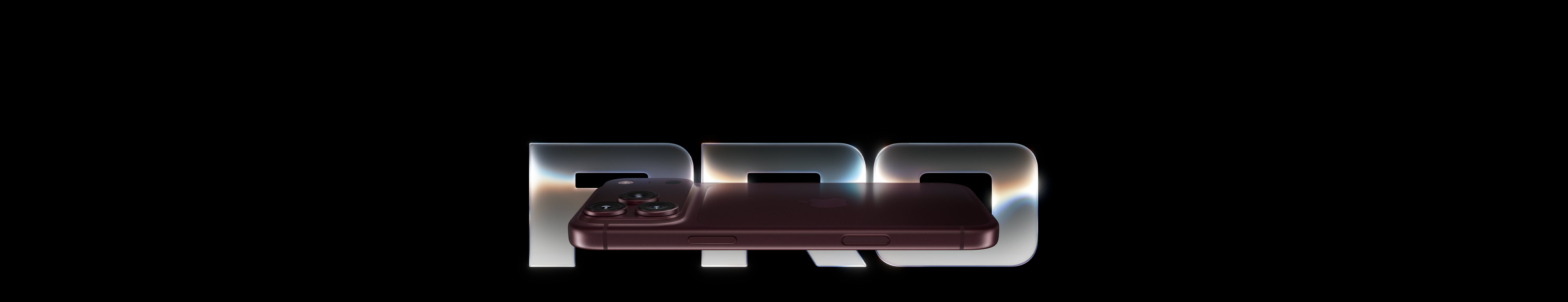 iPhone 18 Pro, burgundy color (dark red), back exterior, Pro Fusion camera system at top, Apple logo in center, Side exterior, Side button, Camera Control, the word Pro written in large silver colored text and glowing with a blue and pink neon effect
