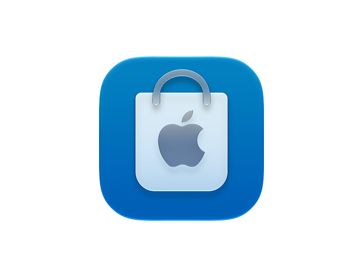 Apple Store App, shopping bag icon, blue